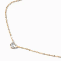 Gold-tone Cubic Zirconia Heart Pendant Necklace