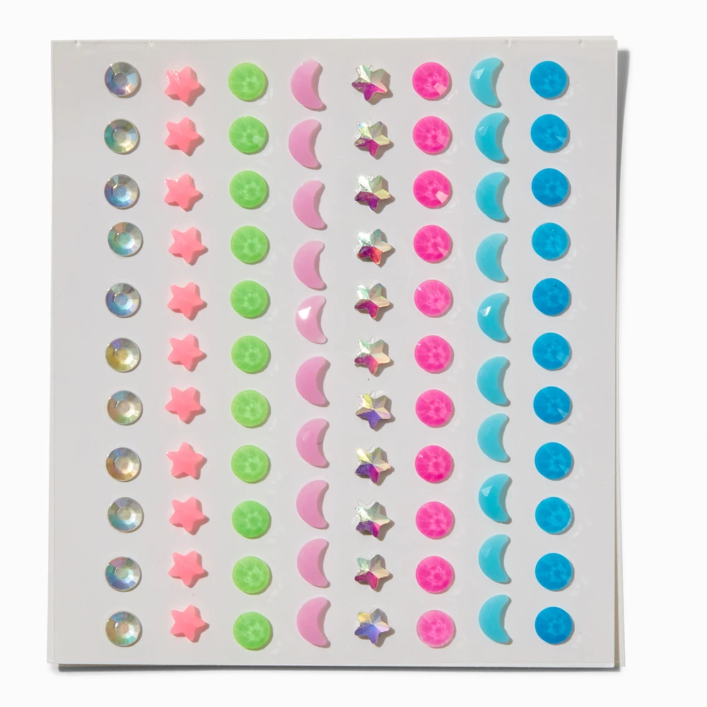 Glow in the Dark Hair Gems - 80 Pack