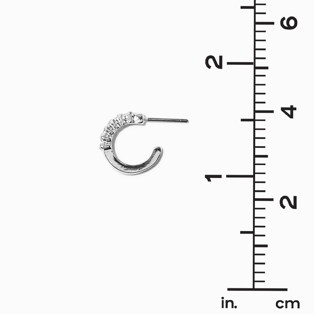 Silver-tone Cubic Zirconia Leaf Earring Stackables - 3 Pack