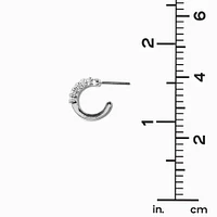 Silver-tone Cubic Zirconia Leaf Earring Stackables - 3 Pack