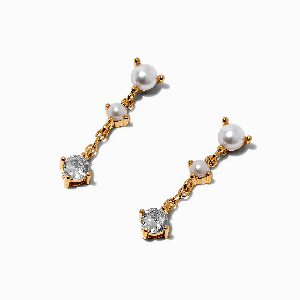 C LUXE by Claire's 18kt Gold Plated Cubic Zirconia Opal Pearl Micro Drop Earrings
