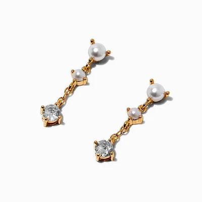 C LUXE by Claire's 18kt Gold Plated Cubic Zirconia Opal Pearl Micro Drop Earrings