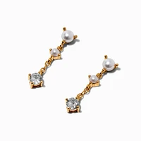 C LUXE by Claire's 18kt Gold Plated Cubic Zirconia Opal Pearl Micro Drop Earrings