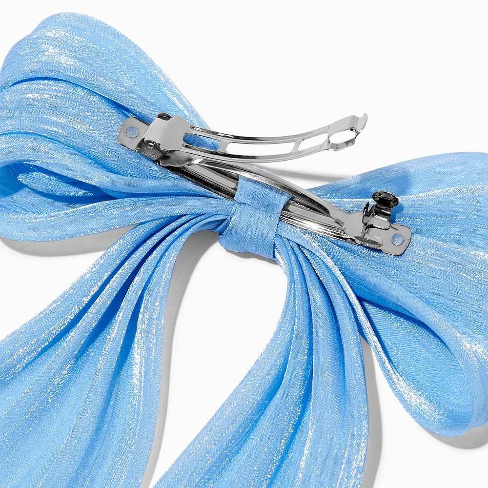 Blue Organza Hair Bow Clip