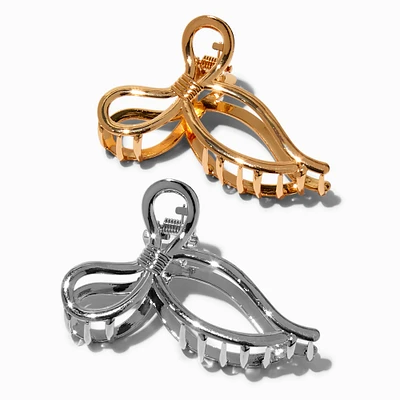 Mixed Metal Bow Hair Claws - 2 Pack
