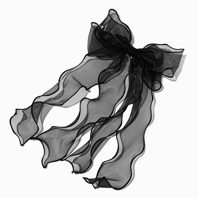 Black Fairy Long Tail Hair Bow Clip
