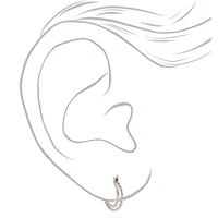 Silver-tone 15mm Braided Double Hoop Earrings