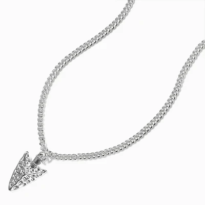 Silver-tone Hammered Arrowhead Pendant Necklace 