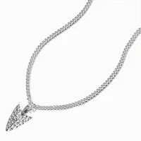 Silver-tone Hammered Arrowhead Pendant Necklace 