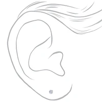 Silver-tone Cubic Zirconia Square 3mm Stud Earrings