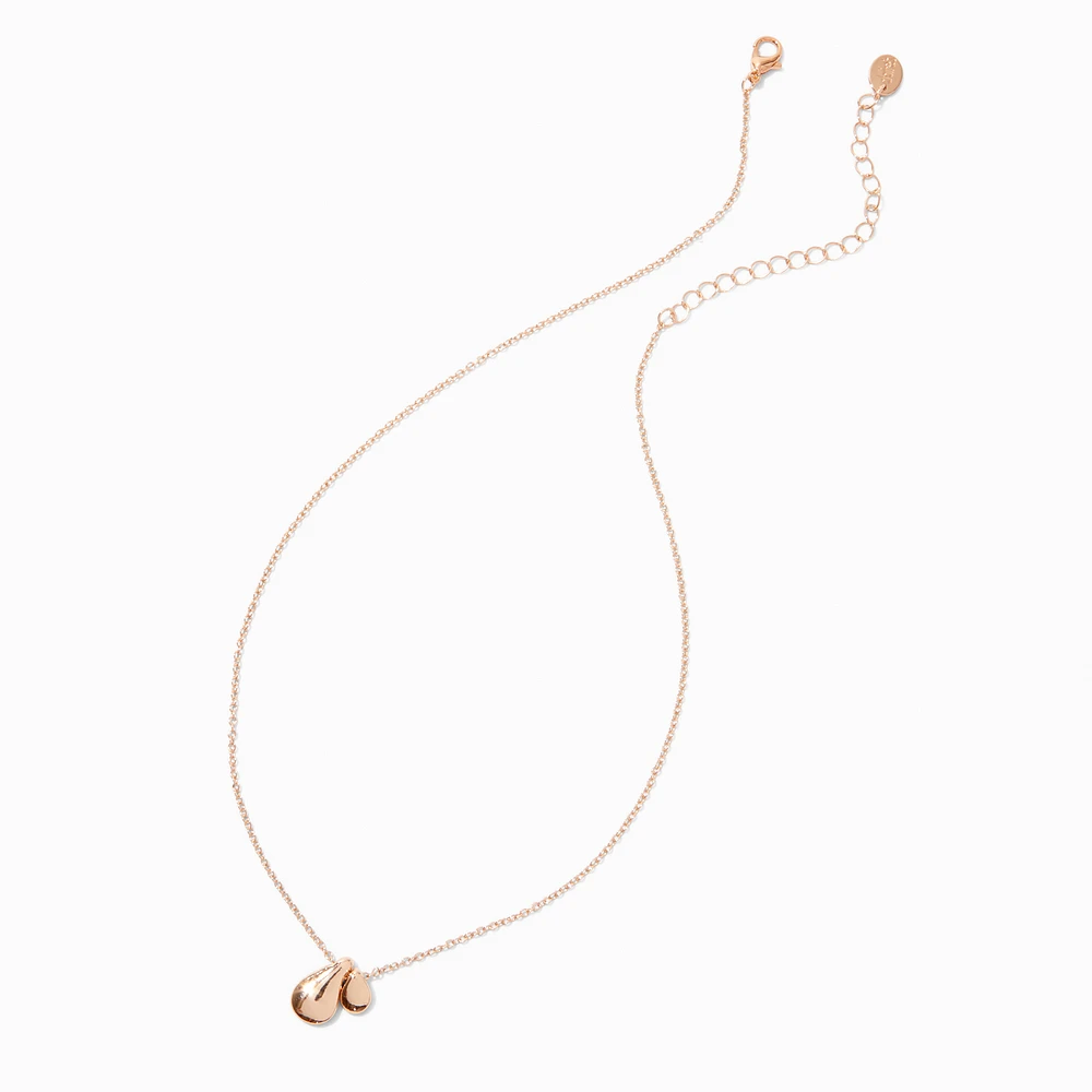 Gold-tone Double Teardrop Pendant Necklace 