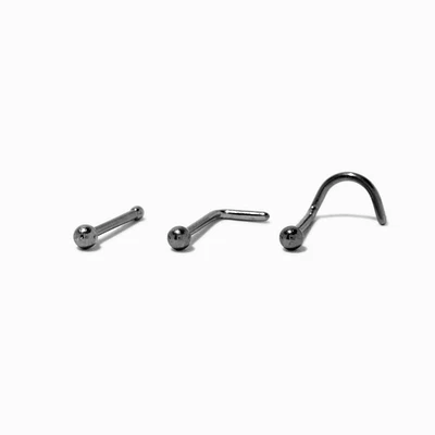 20G Silver-tone Titanium Ball Nose Studs - 3 Pack