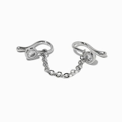 Silver-tone Chain Cubic Zirconia Faux Nose Ring 