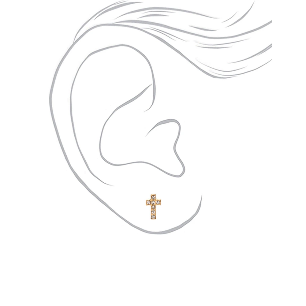 C LUXE by Claire's 18kt Gold Plated Crystal Cross Stud Earrings