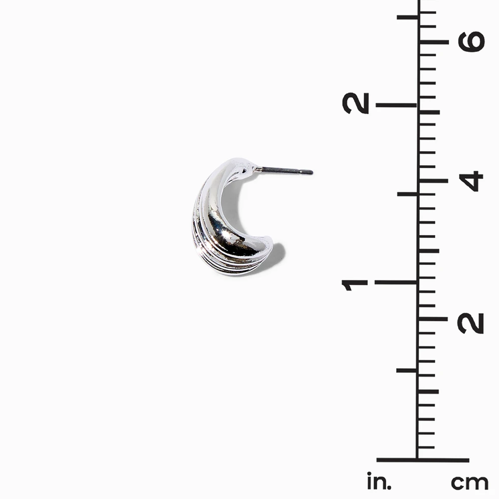 Silver-tone Illusion Bean Stud Earrings