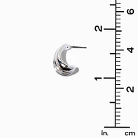 Silver-tone Illusion Bean Stud Earrings
