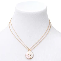 Gold-tone Best Friends Split Yin Yang Pendant Necklaces - 2 Pack