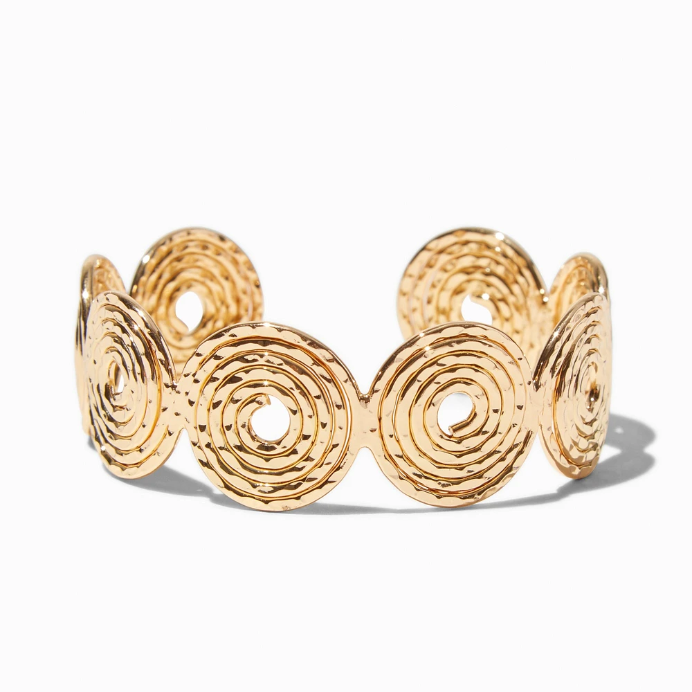 Gold-tone Swirl Disc Cuff Bracelet