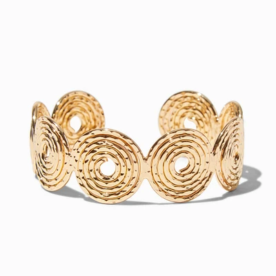 Gold-tone Swirl Disc Cuff Bracelet