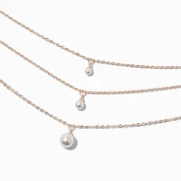 Rose Gold-tone Blush Pink Pearl Multi-Strand Necklace