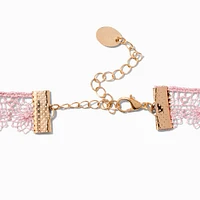 Pink Lace Bow Choker Necklace 