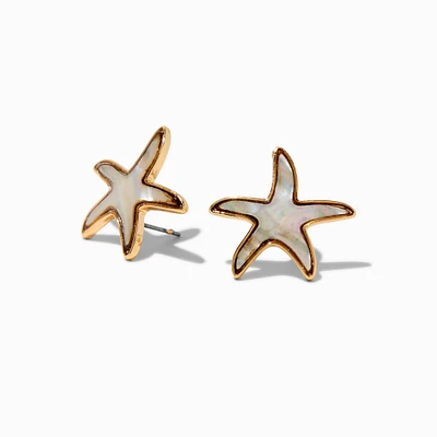 White Starfish Stud Earrings
