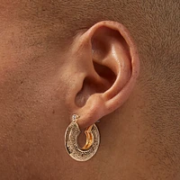 Gold-tone Textured Boho Hoop Earrings