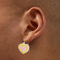 Pink & Yellow Heart Drop Earrings