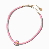 Pink Rope Flower Pendant Necklace