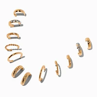 Gold-tone Graduated Mixed Hoop Earring Stackables Set - 6 Pack