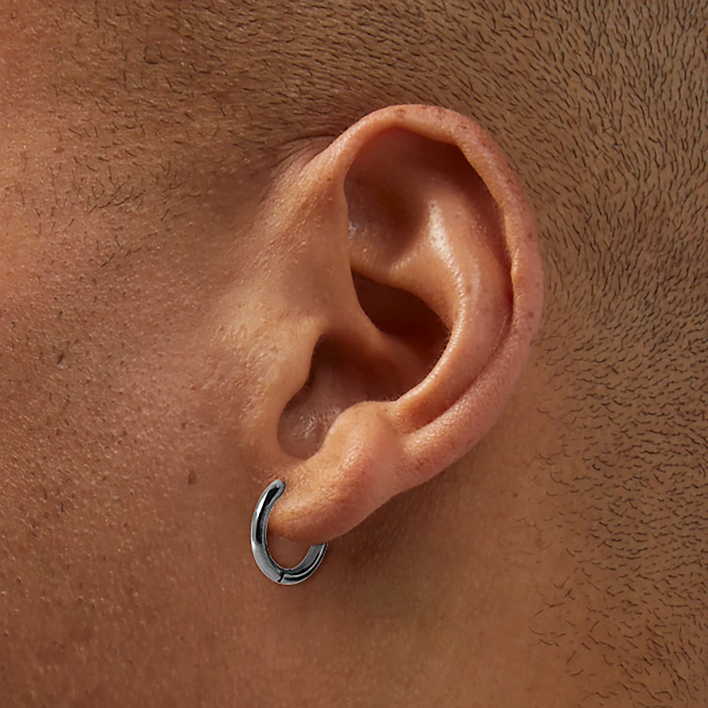 Silver-tone Titanium Hoop Earrings - 2 Pack