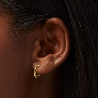 C LUXE by Claire's 18kt Gold Plated Cubic Zirconia 2mm Stud & 8mm Hoop Earrings - 2 Pack