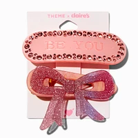 T H E M E x Claire's Pink Be You Bow Hair Clips - 2 Pack