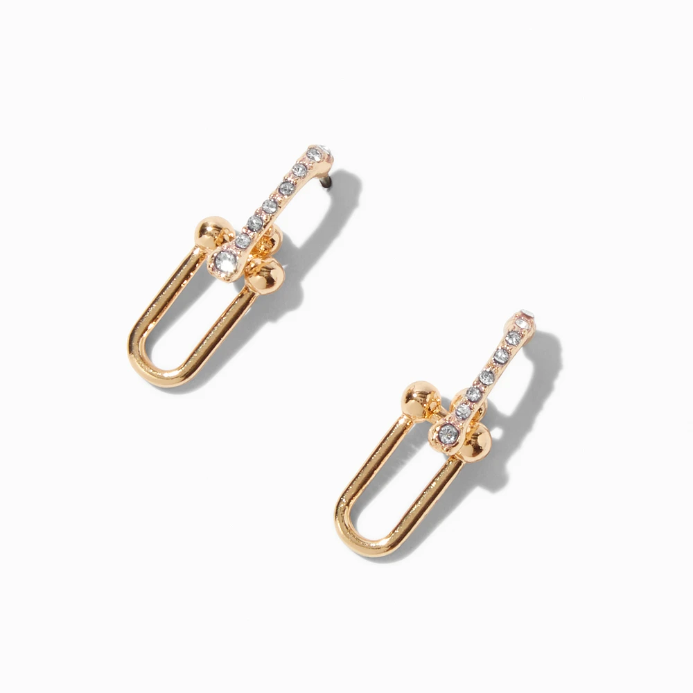 Gold-tone Crystal Chain Link Drop Earrings 