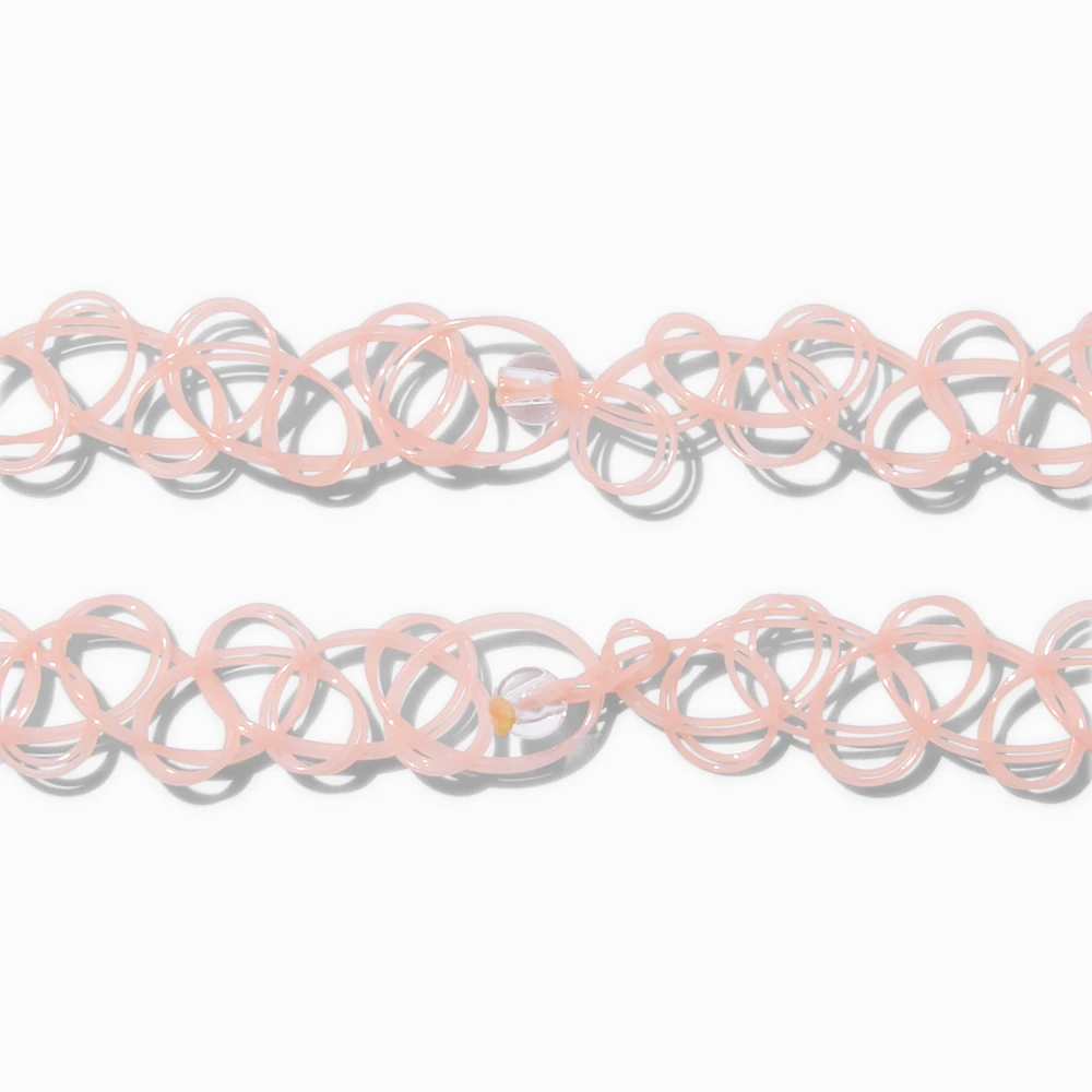 Best Friends Gold-tone Bubble Letter Pink Tattoo Choker Necklaces - 2 Pack