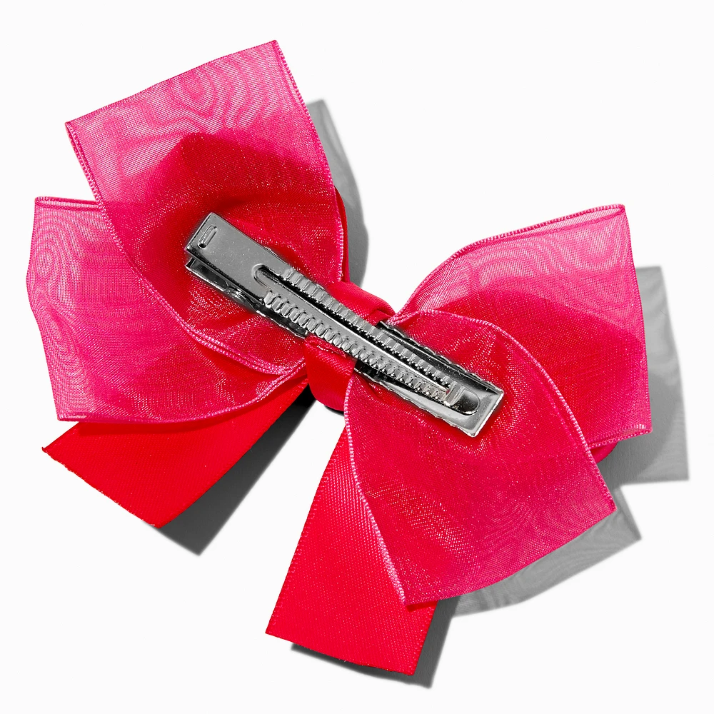 Claire's Club Hot Pink Satin Chiffon Hair Bow Clip