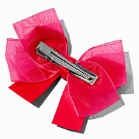 Claire's Club Hot Pink Satin Chiffon Hair Bow Clip