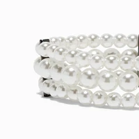 Three-Row Pearl & Hematite Stretch Bracelet