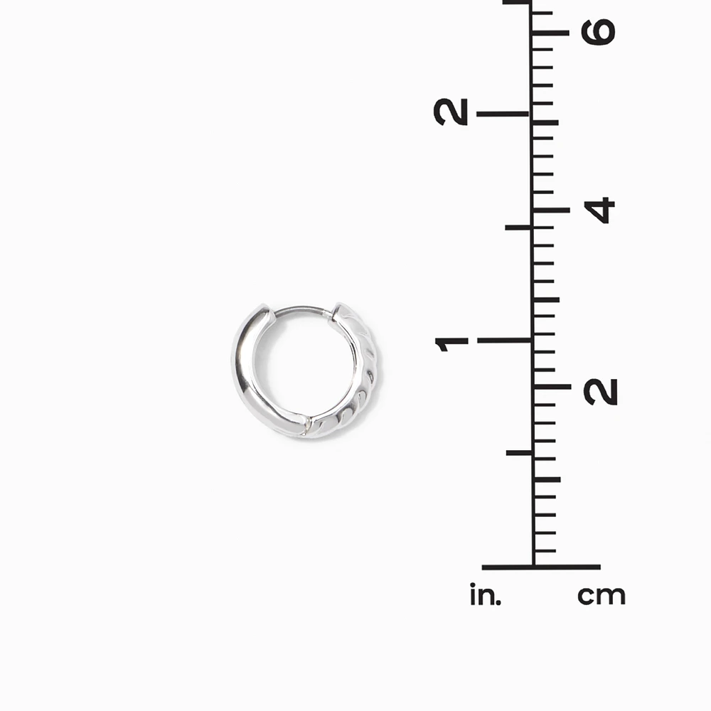 Silver-tone Rope 15mm Huggie Hoop Earrings