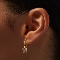 C LUXE by Claire's 18k Yellow Gold Plated Crystal Bow Dangling Hoop Earrings