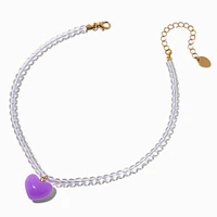 Claire's Club Purple Puffy Heart Pendant Necklace