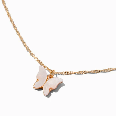 Pink Butterfly Pendant Necklace