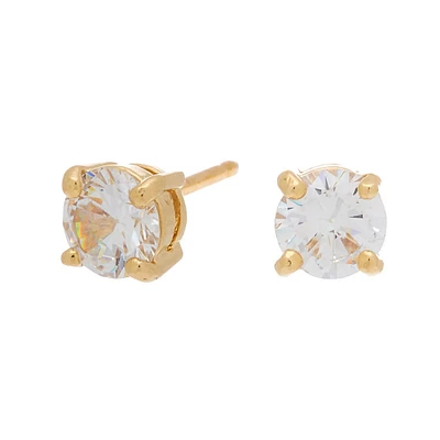 C LUXE by Claire's 18kt Gold Plated Cubic Zirconia 6mm Round Stud Earrings