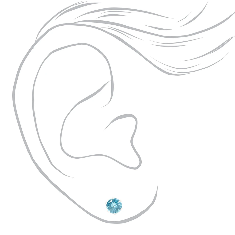 Turquoise Cubic Zirconia 5mm Round Stud Earrings