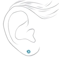 Turquoise Cubic Zirconia 5mm Round Stud Earrings