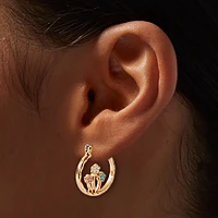 Gold-tone Growing Flowers Hoop Earrings 