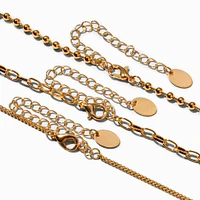 Gold-tone Cross Pendant & Chain Necklaces - 3 Pack