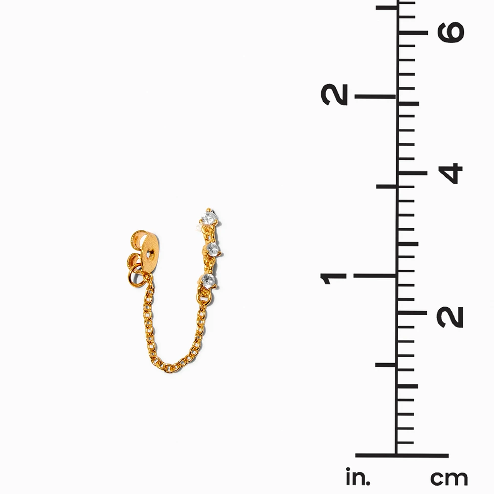 C LUXE by Claire's 18kt Gold Plated Cubic Zirconia Trio Front & Back Earrings