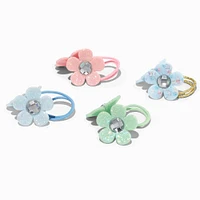 Claire's Club Glitter Flower Charm Hair Ties - 4 Pack