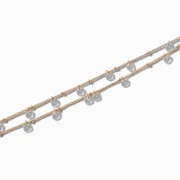 Gold Double Row Cubic Zirconia Confetti Chain Bracelet